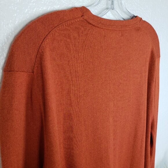 Banana Republic Luxury Blend Silk Cotton Cashmere V-Neck Sweater Orange size L - Picture 10 of 13